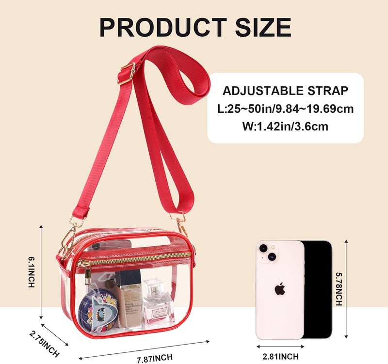 Fibrdoo Clear Bag Stadium Approved, Leather Clear Crossbody Purse Bag for Concerts Sports Events Festivals - Image 3